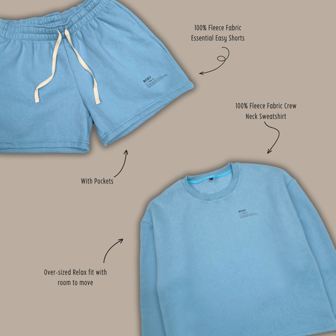 Belize Blue Essential Crew Neck Sweatshirt + Shorts (Men)