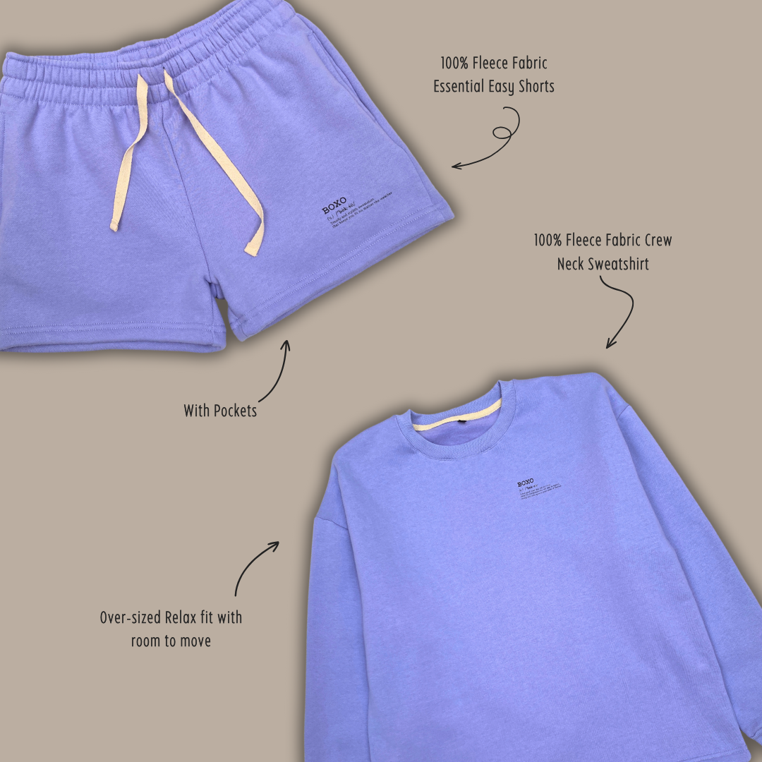 Wisteria Purple Essential Crew Neck Sweatshirt + Shorts (Men)