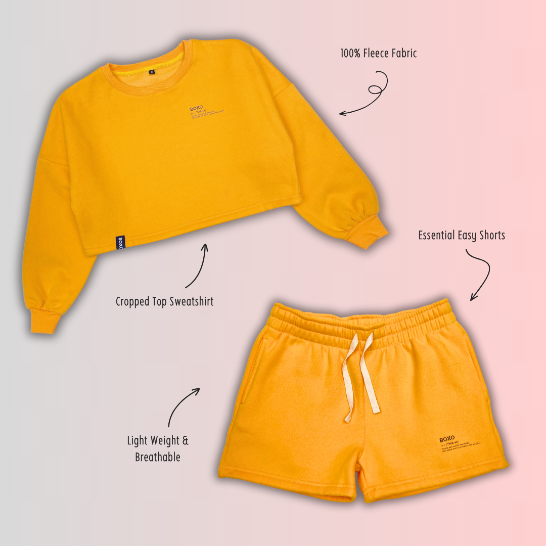 Carrot Orange Lifestyle Cropped Top + Short (Women)