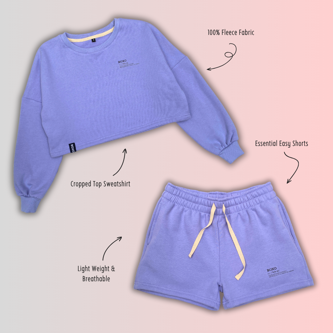 Wisteria Purple Lifestyle Cropped Top + Short(Woman)